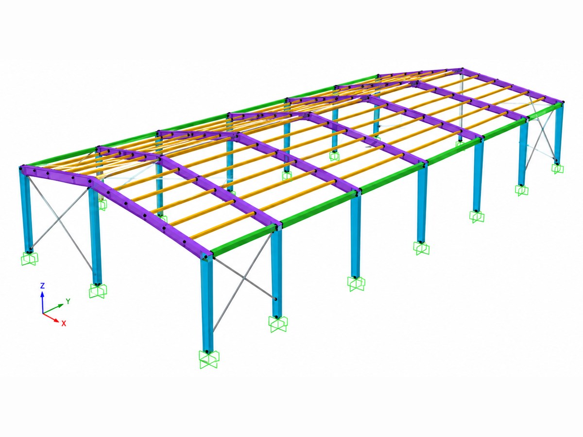 Modelo estructural 3D en SAP2000 de una nave industrial en acero